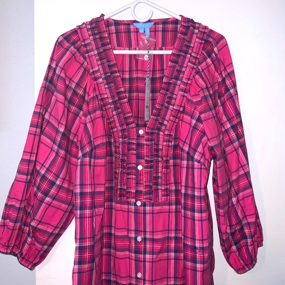 Draper James Tops - Draper James Vibrant Pink Plaid Blouse